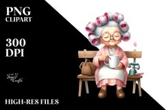 Old Lady Sitting on Bench | Clipart Product Image 1