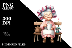 Old Lady Sitting on Bench | Clipart Product Image 2