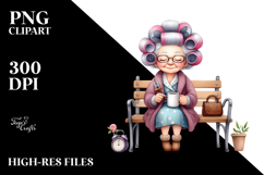 Old Lady Sitting on Bench | Clipart Product Image 2