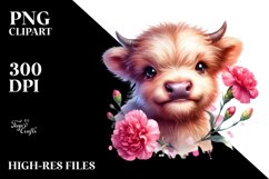 Colorful Baby Cow, Carnation | Sublimation | Clipart Product Image 3