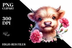 Colorful Baby Cow, Carnation | Sublimation | Clipart Product Image 3