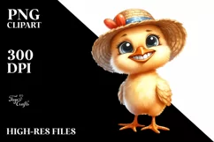 Watercolor Funny Baby Chicken in Sun Hat | Sublimation | Product Image 1