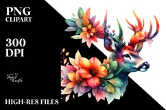 Abstract Vibrant Watercolor Deer PNG Product Image 2