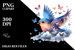 Bird with Butterfly Silhouettes, Artistic PNG Product Image 2