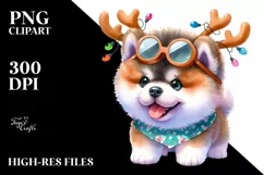 Enthusiastic Watercolor Akita PNG Product Image 3