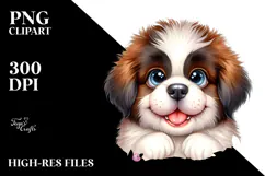 Watercolor Cute Baby Saint Bernard Floral Product Image 2