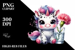 Watercolor Unicorn with Carnation Splash | Sublimation | Product Image 1