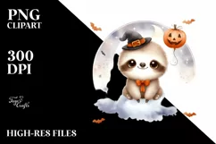 Cute Baby Sloth with Halloween Costume, Transparent PNG Product Image 1