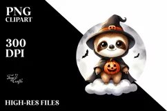 Cute Baby Sloth with Halloween Costume, Transparent PNG Product Image 1