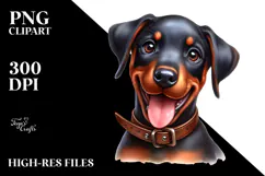 Happy Doberman Pinscher Puppy, PNG Product Image 2