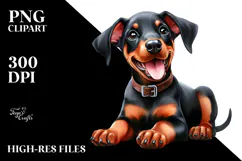Watercolor Baby Doberman Pinscher Cartoon, Transparent PNG Product Image 2