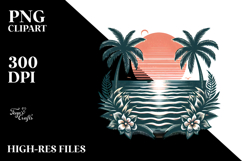 Vintage Tropical Beach Sunset Tshirt Vector Style | Product Image 2