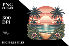 Vintage Tropical Beach Sunset Tshirt Vector Style | Product Image 2