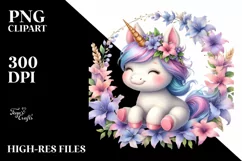Pastel Baby Unicorn Lobelia Frame | Clipart Product Image 1