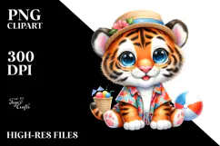 Cute Baby Tiger Beach PNG Product Image 2