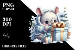 Digital Painting Baby Rhino Christmas PNG Product Image 2