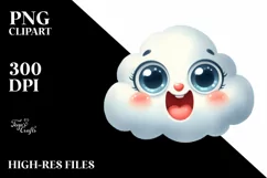Simple Funny Baby Cloud with Big Eyes, Transparent PNG Product Image 3
