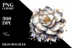 Detailed Glossy Gardenia with Metallic Insertions | Clipart Product Image 3