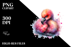 Vibrant Watercolor Baby Flamingo Clipart Product Image 2