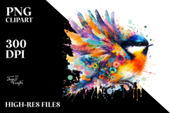 Cute Bird with Splashes PNG Product Image 2