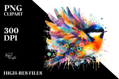 Colorful Bird Painting with Splashes PNG Product Image 2