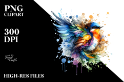 Colorful Bird with Splashes PNG Product Image 2
