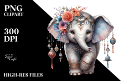 Adorable Baby Elephant in Digital Watercolor, PNG Product Image 2