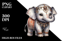 Digital Painting of Baby Elephant, PNG Product Image 2