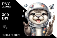 cute Baby Otter with Astronaut Helmet PNG Product Image 2