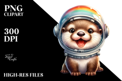 cute Baby Otter with Astronaut Helmet PNG Product Image 2