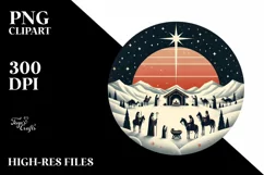 Simple Retro Nativity Scene Christmas PNG Product Image 2