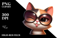 Cute Cat with Oversized Sunglasses PNG Product Image 2