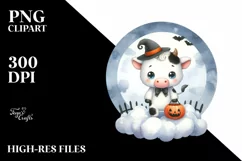 Cute Baby Cow with Halloween Costume, Transparent PNG Product Image 3