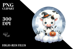 Cute Baby Cow with Halloween Costume, Transparent PNG Product Image 2