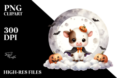 Cute Baby Cow, Halloween Theme, PNG Product Image 2