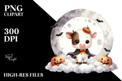Cute Baby Cow, Halloween Theme, PNG Product Image 2