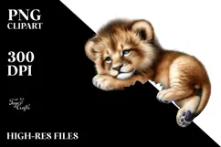 Baby Lion Sleeping on Flower PNG Product Image 2