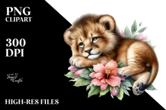 Digital Painting of Sleeping Baby Lion, PNG Product Image 2