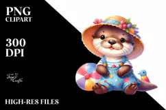 Cute Baby Otter Summer Sticker Clipart Product Image 1