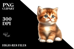 Digital Watercolor Cute A Cat Big Eyes PNG Product Image 2