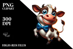 Watercolor Cow with Party Hat PNG Product Image 2