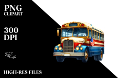 Vintage Bus with USA Flag Colors PNG Product Image 2