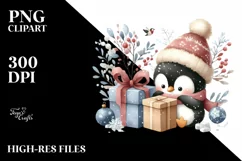 Cute Baby Penguin Gift Box PNG Product Image 1