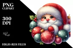 Cute Santa with Ornaments PNG Product Image 1