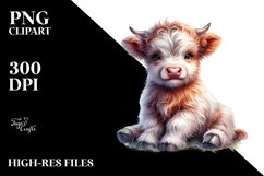 Cute Watercolor Highland Cow | Sublimation | Clipart Product Image 1