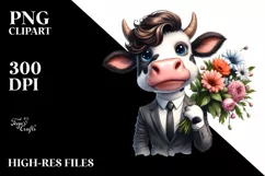 Cheerful Funny Cow Big Eyes Large Flower Bouquet Product Image 1