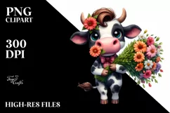 Cheerful Funny Cow Big Eyes Large Flower Bouquet Product Image 1