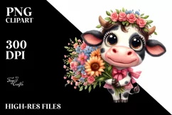 Cheerful Funny Cow Big Eyes Large Flower Bouquet Product Image 3