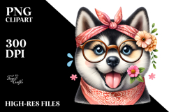 Standing Akita Watercolor Clipart Caricature Product Image 2