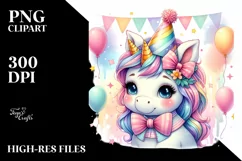 Colorful Baby Unicorn with Party Hat Product Image 3